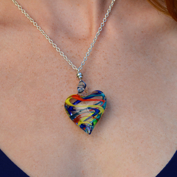 Multi-Colored Swirling Glass Heart